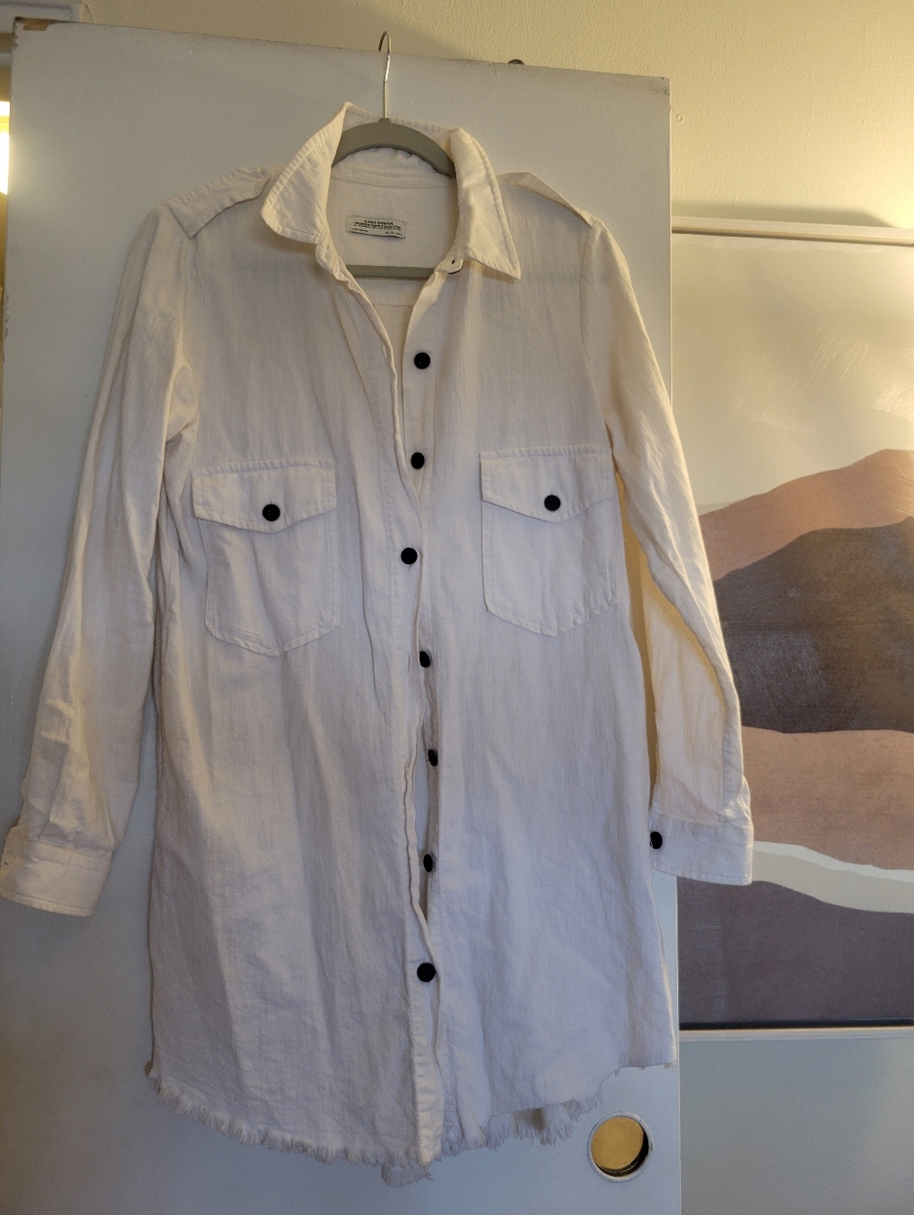 Zara Woman White Denim Shirt Dress - Classic Button Front